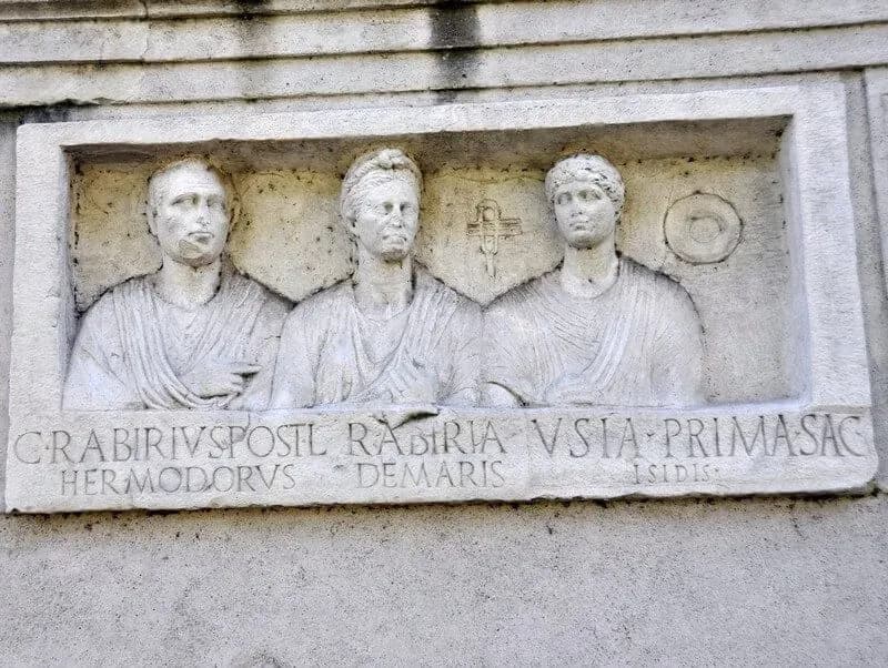 Stone relief carving from the Via Appia (Appian Way) in Rome