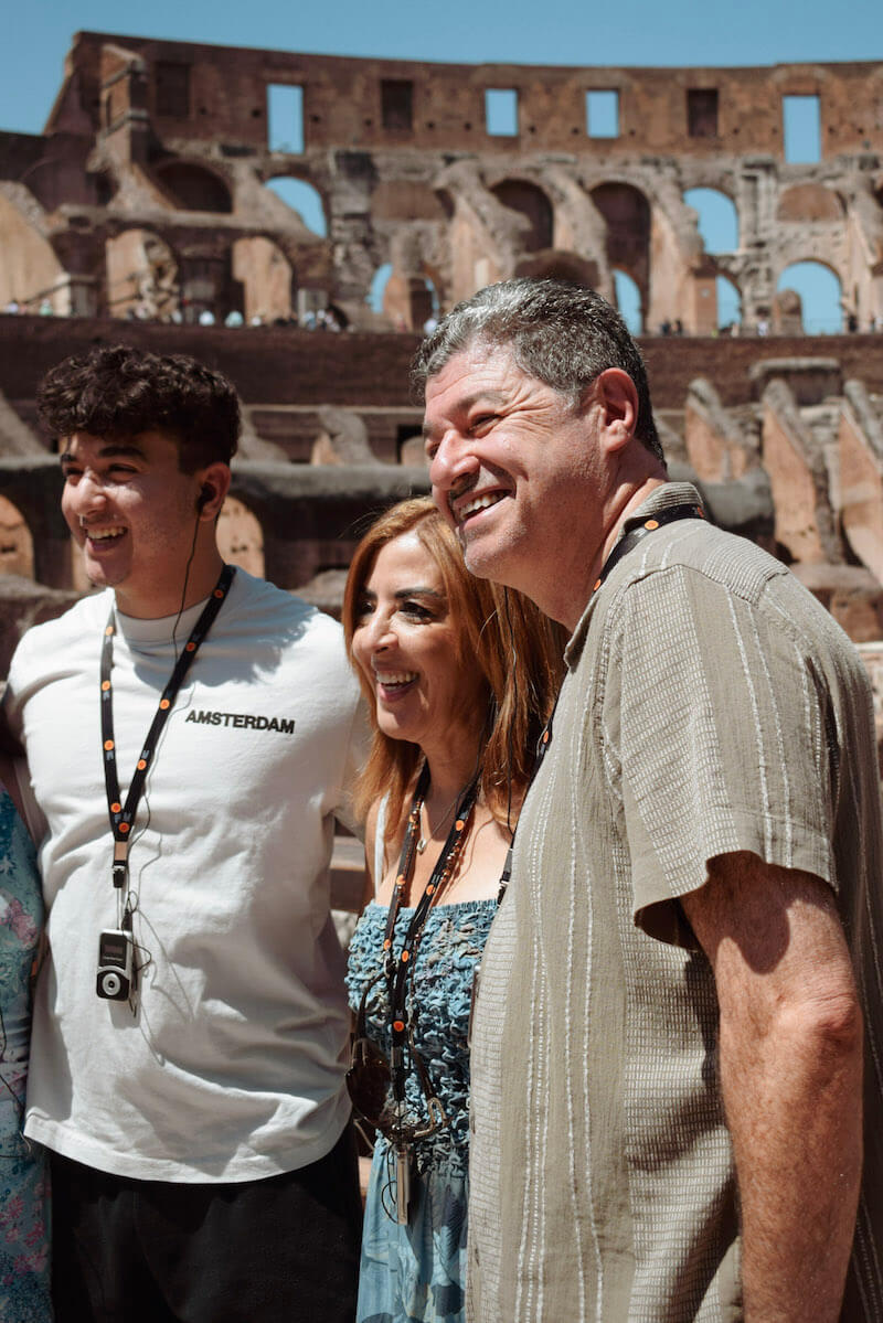 Family taking a picture on a private Colosseum tour