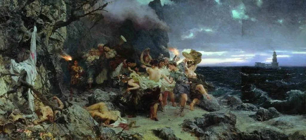 Painting 'Orgy of the times of Tiberius on Capri' by Henryk Siemiradzki (1881)