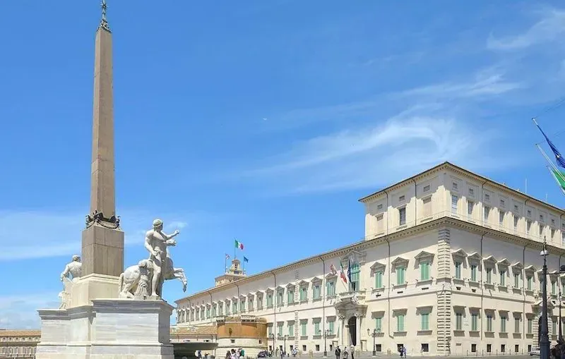 Quirinal Hill, one of the Seven Hills of Rome, Italy, featuring the Quirinal Palace and obelisk