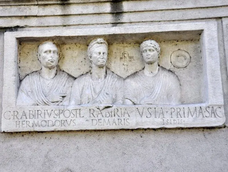 Stone relief carving from the Via Appia (Appian Way) in Rome